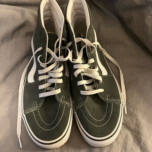 Green and White Van’s High-Top Sneakers